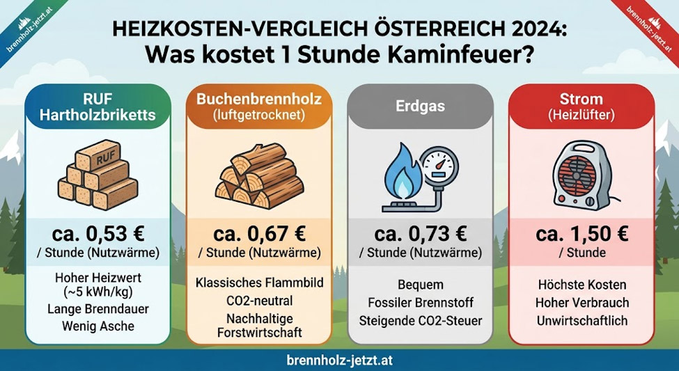 Brennholz-Preis pro kWh: Was kostet eine Stunde Kaminfeuer wirklich?